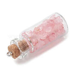 ガラスボトルペンダント6個  コルク栓とアクリルビーズ付き  鉄  ミックスカラー  42~43x16x16mm  穴：2mm&nbsp;PALLOY-JF03694