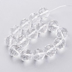 ガラスビーズ連売り  多面カット  ラウンド  透明  15~15.5mm  穴：2mm  約15個/連  8.6インチ（22cm）&nbsp;EGLA-J140-NA01-16mm