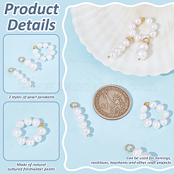 6Pcs 3 Styles Natural Cultured Freshwater Pearl Rondelle Pendants & Ring Findings Kits&nbsp;PALLOY-PH01753