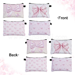 4Pcs 4 Styles Rectangle with Bowknot Printed Polyester Cosmetic Zipper Pouches&nbsp;ABAG-SP0001-51A