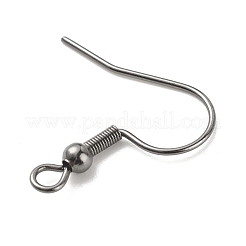 316ステンレススチールピアスフック  耳ワイヤー  水平ループ付き  ガンメタ色  19~20mm  穴：2mm  24ゲージ  ピン：0.5mm&nbsp;STAS-G257-01B
