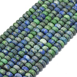 染色された天然のクリソコラとラピスラズリのビーズ連売り  艶消し  ロンデル  8x5mm  穴：1.4mm  約73~75個/連  14.96~15.16インチ（38~38.5cm）&nbsp;G-P575-A35-8x5mm