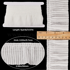 5ヤードのポリエステルレースリボン  フリルレーストリム  洋服アクセサリー  ホワイト  2-1/2インチ（65mm）&nbsp;OCOR-GF0003-56A