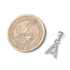 クリスタルラインストーンチャーム付き合金26個  a～zの文字  プラチナ  11~14x4~14x2~2.5mm  穴：3x5mm&nbsp;PALLOY-JF03698