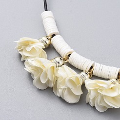 Cowhide Leather Cord Bib Necklaces&nbsp;NJEW-JN02590-01