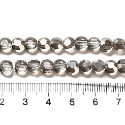 ガラスビーズ連売り  多面カット  フラットラウンド  グレー  6x4mm  穴：1mm  約72個/連  15.7インチ&nbsp;GLAA-D019-90