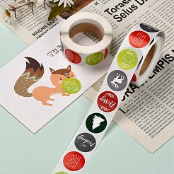 クリスマスタグステッカー  粘着紙ギフトタグステッカー  パーティーのために  装飾的なプレゼント  24.5mm  500PCS /ロール&nbsp;DIY-E023-07H