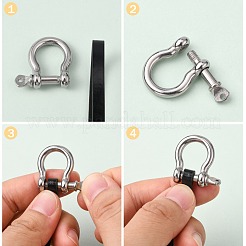 合金Dリングアンカーシャックルクラスプ  プラチナ  25x25mm  穴：2.5mm&nbsp;X-PALLOY-L169-08