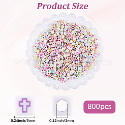 800個クラフトスタイルアクリルビーズ  十字架付きキューブ  ミックスカラー  6x6x6mm  穴：3mm&nbsp;MACR-PA0001-37