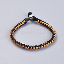 ワックスドポリエステル編組コードブレスレット  パール付き  ミックスカラー  7-1/8インチ（18cm）  5x3.5mm&nbsp;BJEW-JB04342