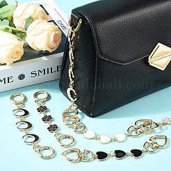 2Pcs 2 Styles Alloy White Enamel Moon Heart Link Bag Extender Chains&nbsp;HJEW-YW00084-02