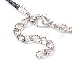 Glass Seed Beads & Glass Pearl Round Beaded Bear Pendant Waxed Cotton Cord Necklaces for Women Men&nbsp;NJEW-MZ00126-04