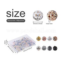 160Pcs 8 Colors Alloy Rhinestone Beads&nbsp;FIND-CW0001-11