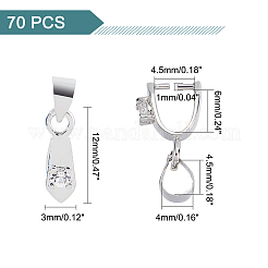 ラックメッキ真鍮アイスピックとピンチベイル70個  長持ちメッキ  プラチナ  12x3mm  穴：4x4.5mm  ピン：1mm&nbsp;KK-DC0001-89