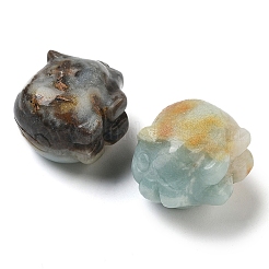 天然のフラワーアマゾナイト彫刻の置物  ホームオフィスのデスクトップ装飾用  豚  17~19x23~24.5x19.5~21mm&nbsp;DJEW-L023-C05