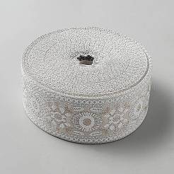 ヴィンテージジャカードポリエステルリボン  花  刺繍入りの織りリボン  ホワイト  2-3/8インチ（60mm）  約27.34ヤード（25m）/ロール&nbsp;OCOR-WH20020-093B