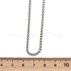 304ステンレススチール製ウィートチェーンネックレス（ユニセックス）  ステンレス鋼色  17.83インチ（45.3cm）  2.5mm&nbsp;NJEW-K395-01B-P