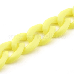 不透明なアクリルツイストチェーン  カーブチェーン  クイックリンクチェーン  溶接されていない  きいろ  13.5x10x2.5mm  39.37インチ（1m）/連&nbsp;AJEW-JB00898-07