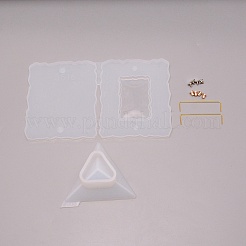 Diyのフォトフレームのシリコンモールド  レジン型  UVレジン用  エポキシ樹脂ジュエリー作り  真鍮＆鉄のパーツと  ホワイト  120x200x6.5mm  穴：3.5mm  内径：115.5x94.5mm&nbsp;DIY-WH0188-44