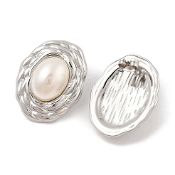 304ステンレススチールスタッドピアス  プラスチック模造パールと  オーバル  ステンレス鋼色  29.5x23mm&nbsp;EJEW-B108-01P