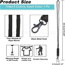 5Pcs 5 Colors Polypropylene Fiber Braided Neck Lanyards&nbsp;AJEW-NB0003-55