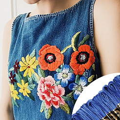 10かせ 6層ポリエステル刺繍フロス  クロスステッチの糸  セグメント染め  スチールブルー  0.5mm  約8.75ヤード（8m）/かせ&nbsp;OCOR-CY0004-38H