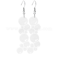 バブルアクリルダングルイヤリング  プラチナ  ホワイト  85mm&nbsp;FS-WG02476-01