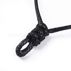 調節可能な韓国のワックスポリエステルコードネックレス作り  ブラック  33.7インチ（85.6cm）  1mm&nbsp;X-AJEW-JB00493-01