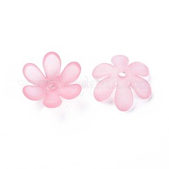 透明なアクリルビーズ  艶消し  花  ショッキングピンク  20.5x18.5x6.5mm  穴：2mm  約342個/200g&nbsp;X1-MACR-S373-107-D05