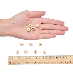 天然木のビーズ  クラフト作りのための丸い木製の大穴ビーズ  無鉛の  乳白色  10x8.5mm  穴：3.5mm  約3000個/1000g&nbsp;LS-TB10mmY-8