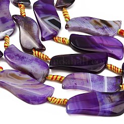 染色・加熱された天然縞瑪瑙ビーズ連売り  葉  パープル  43~45.5x17.5~19.5x5~7mm  穴：1~1.4mm  約7個/連  14.76''~15.55''（37.5~39.5センチメートル）&nbsp;GG-CBAB9C6-B02-01