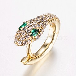 真鍮製マイクロパヴェキュービックジルコニアフープピアス  ヘビ  ミックスカラー  17x14x6mm  ピン：1.2mm&nbsp;EJEW-F134-01