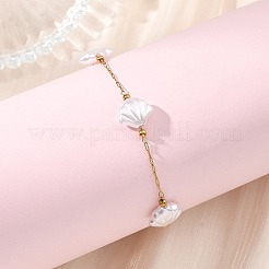 Shell Shape ABS Imitation Pearl Beads Link Bracelets&nbsp;BJEW-JB13907