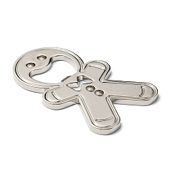 クリスマス合金ビール栓抜き  ジンジャーブレッドマン  プラチナ  66.5x40mm  穴：3.5mmと22.5x10mm&nbsp;AJEW-K036-01P