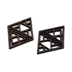 ウォールナットウッドペンダント  菱形  ココナッツブラウン  40.5x29.5x2.5mm  穴：6x5mm&nbsp;WOOD-A025-12