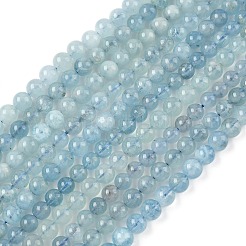 天然石アクアマリンビーズ連売り  ラウンド  6~7.5mm  穴：1mm  約65個/連  15.55''（39.5センチメートル）&nbsp;G-D327-B01-6mm