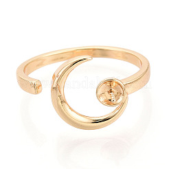 Moon Brass Micro Pave Clear Cubic Zirconia Cuff Ring Settings&nbsp;KK-T076-23G