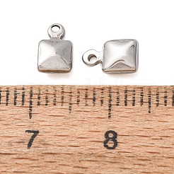304ステンレススチールチェーンエクステンダードロップ  正方形  ステンレス鋼色  7x4.5x2.5mm  穴：1mm&nbsp;SA-CBA8C38-03P