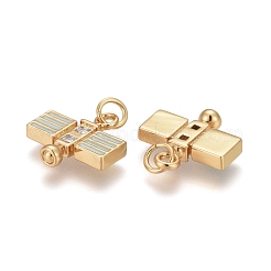 Brass Micro Pave Clear Cubic Zirconia Charms&nbsp;KK-F821-35G