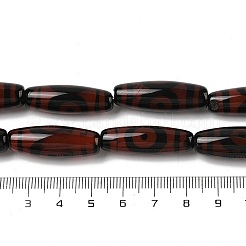 天然チベット瑪瑙 3目 dzi ビーズ 連売り  染め＆加熱  ライス  ファイヤーブリック  29.5~30x9~10.5mm  穴：2mm  約10個/連  11.54~11.61''（29.3~29.5センチメートル）&nbsp;G-H087-B01-01