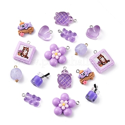 16Pcs 8 Styles Opaque Resin Pendants&nbsp;RESI-FP0001-30
