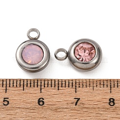304ステンレスペンダント  k9ラインストーン付き  フラットラウンド  ミックスカラー  14x10x6mm  穴：2.5mm&nbsp;STAS-M300-02A-P