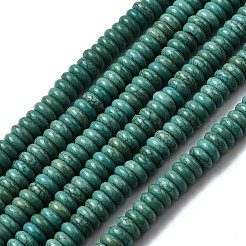 合成ターコイズビーズ連売り  ヒシビーズ  フラットラウンド/ディスク  ターコイズ  6x2.5mm  穴：1mm  約168個/連  16.5インチ&nbsp;X-G-J184-01