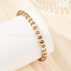 5MM Natural Coconut & Synthetic Turquoise Heishi Beads Stretch Bracelets&nbsp;BJEW-JB14418