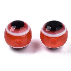 ラウンドナザールボンジュウ樹脂ビーズ  レッド  6x5mm  穴：1.8~2mm&nbsp;LS-RESI-R159-6mm-05
