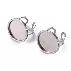 Non-Tarnish 201 Stainless Steel Cuff Pad Ring Settings&nbsp;X-STAS-S080-040F-P