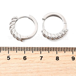 Brass Micro Pave Clear Cubic Zirconia Hoop Earrings&nbsp;EJEW-Z121-13P
