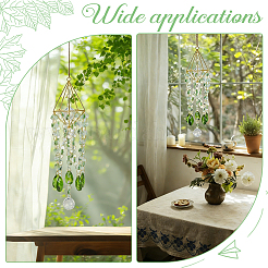 Crystal Glass & Iron Hanging Suncatchers&nbsp;HJEW-SP0001-87