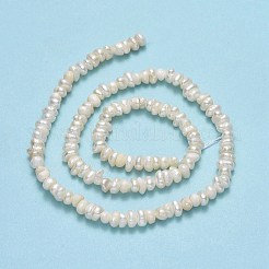 天然養殖淡水パールビーズ連売り  ケシパールビーズ  ナゲット  リネン  4~5.5x3.5~4x3~3.5mm  穴：0.6mm  約129~130個/連  13.78''（35センチメートル）&nbsp;PEAR-A005-26
