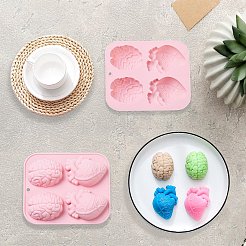 リアルな心臓と脳のフォンダンモールド  DIY食品グレードシリコンモールド  DIYシフォンケーキ耐熱皿  ピンク  150x125x33mm  穴：6mm  内径：58~69.5x47~53mm&nbsp;CJC-WG57624-01